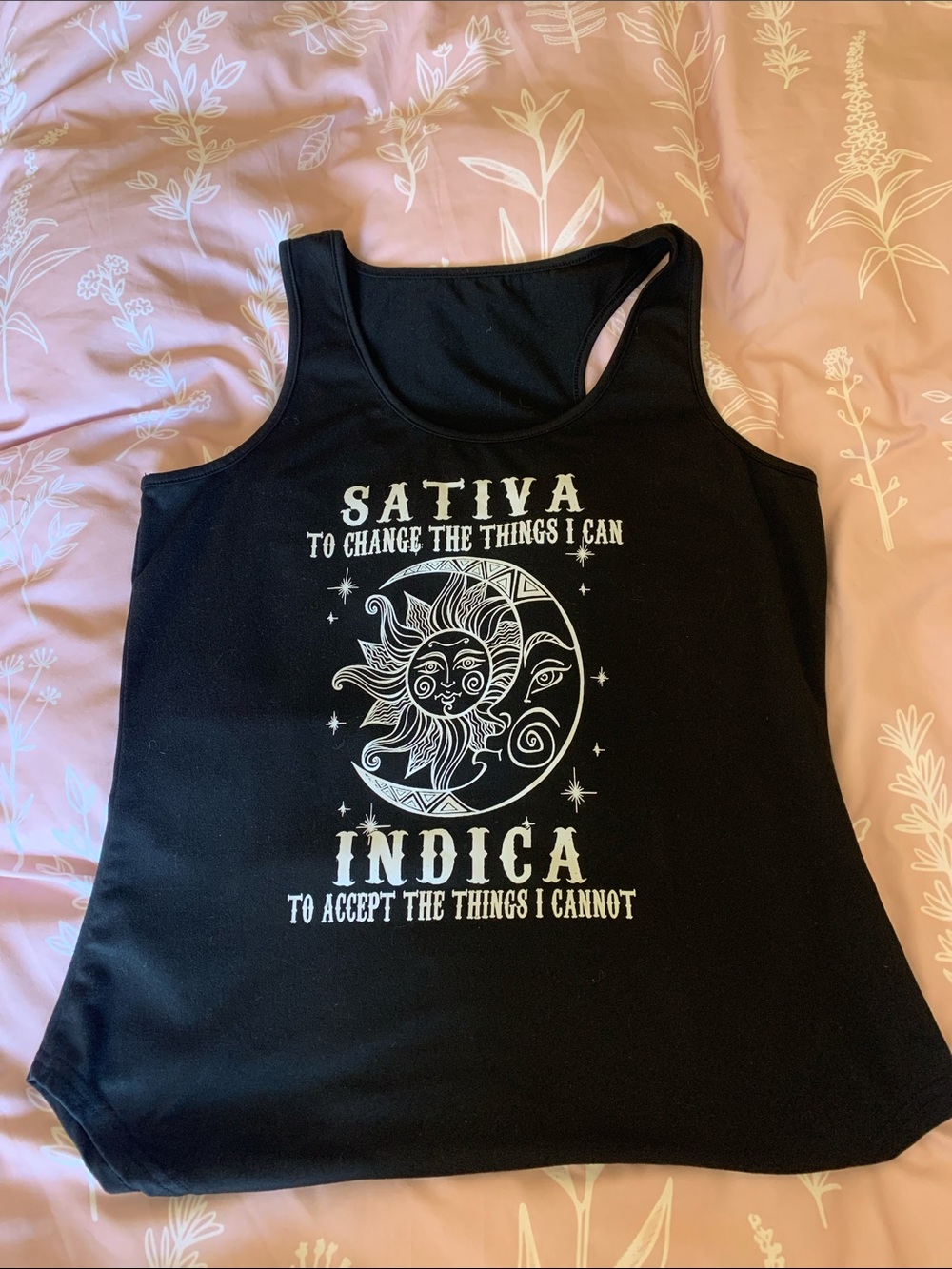 Black Graphic Sun & Moon Tank Top - Sativa Indica